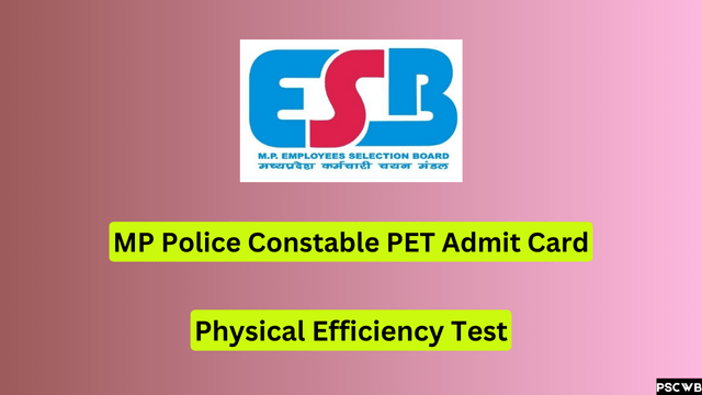 MPESB MP Police Constable PET Admit Card 2024