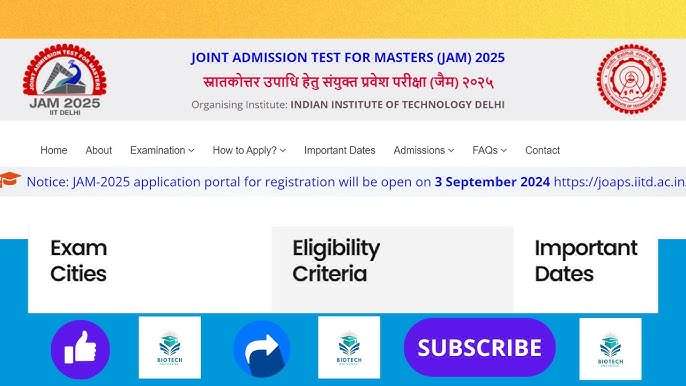 IIT JAM Admission Online Form 2025